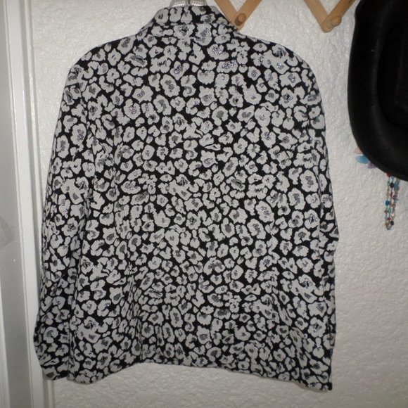 Chico's Black & Silver Print Button Front Jacket - Picture 3 of 3